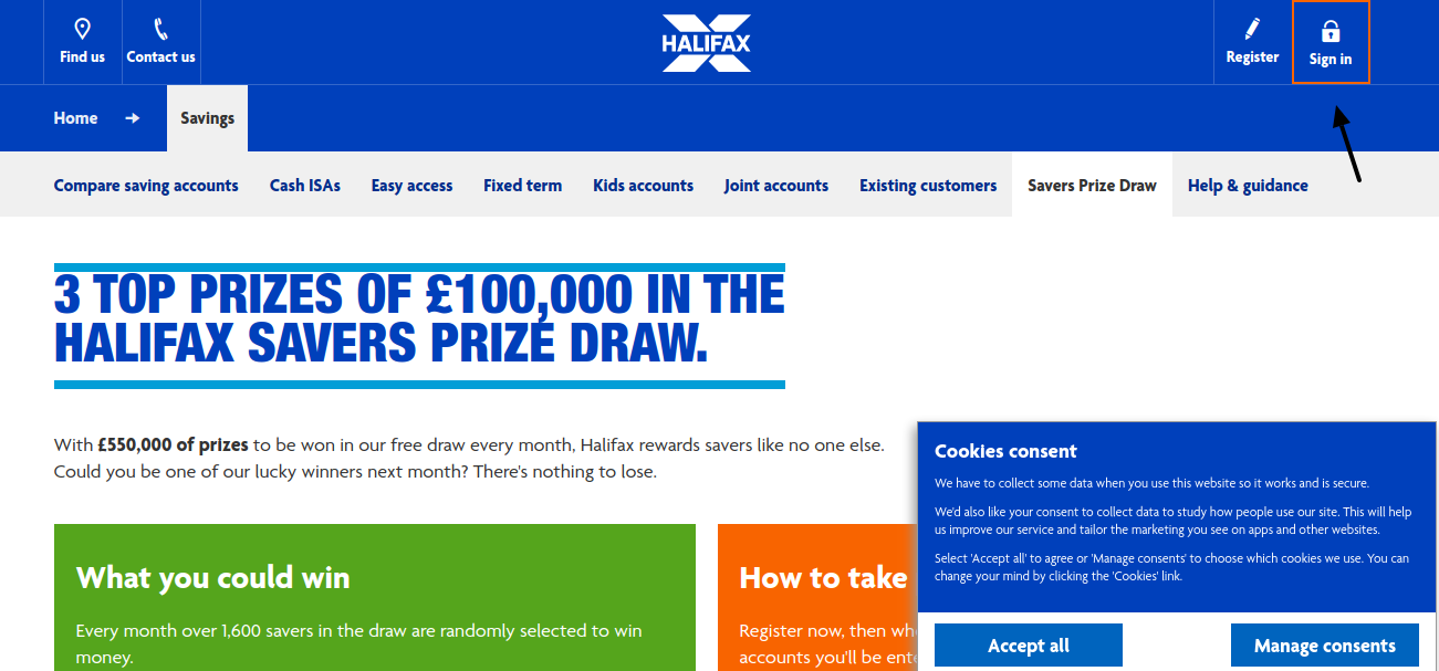 Halifax Prize Draw Login