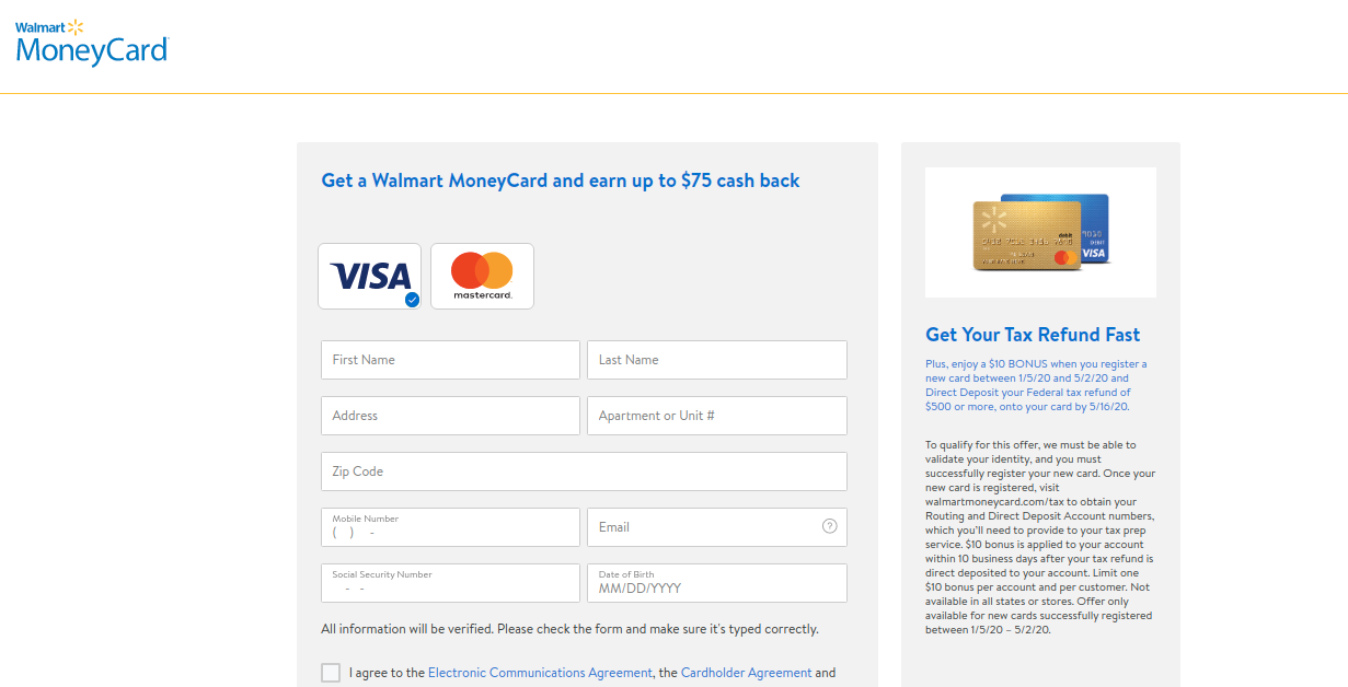 Walmart MoneyCard Enroll