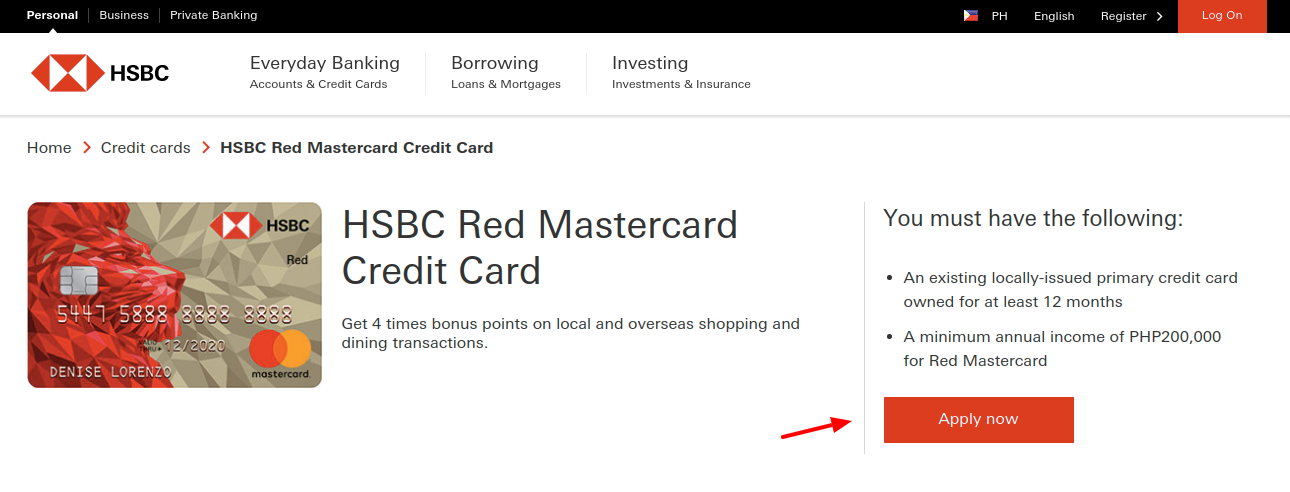 HSBC PH Red MasterCard Apply