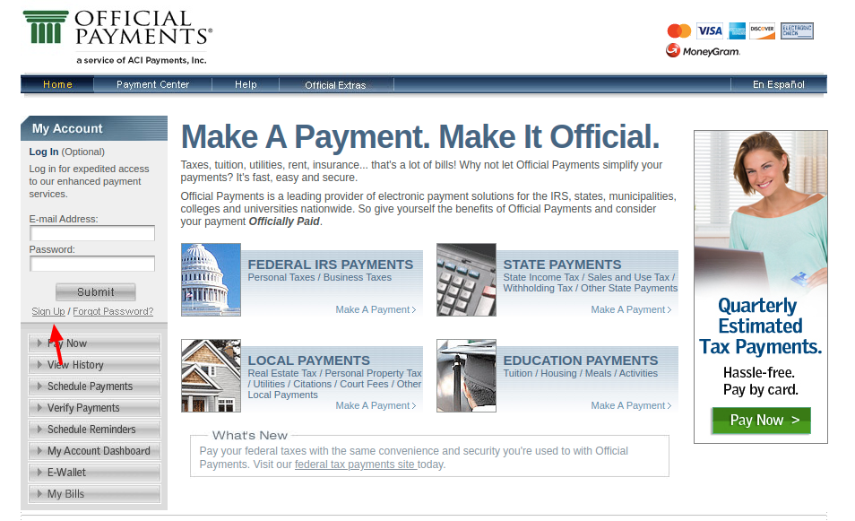 Official Payments Sign Up