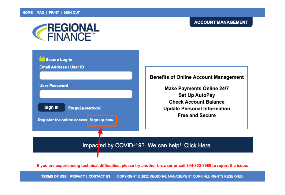 regional finance loan register